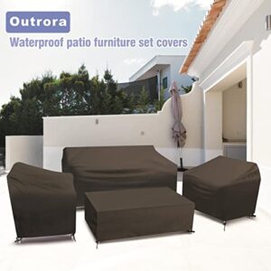 Outrora Patio Furniture Set Cover, 4 Piece Outdoor Furniture Covers Waterproof, All Weather Protection 600D Heavy Duty Patio Sofa Covers