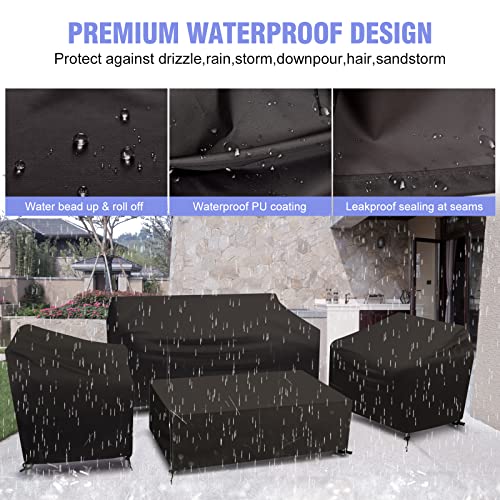 Outrora Patio Furniture Set Cover, 4 Piece Outdoor Furniture Covers Waterproof, All Weather Protection 600D Heavy Duty Patio Sofa Covers