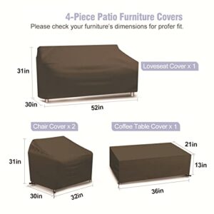 Outrora Patio Furniture Set Cover, 4 Piece Outdoor Furniture Covers Waterproof, All Weather Protection 600D Heavy Duty Patio Sofa Covers