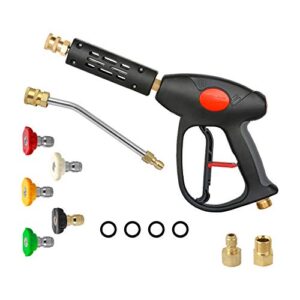 sooprinse high pressure washer gun 4000 psi, 7 inch extension replacement wand with 5 nozzle tips , m22 fitting, 3/8” quick connect