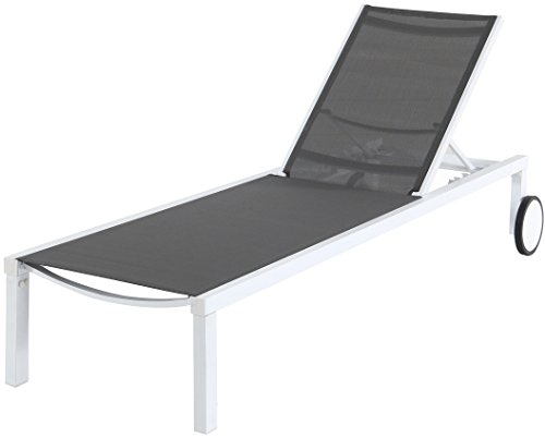 Mōd Furniture PYTNCHS-W-GRY Mod Furniture W Peyton Sling Armless Chaise Lounge in White/Gray Outdoor, Gray/White