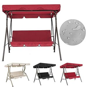 Doro0 Patio Swing Canopy Cover Set - Swing Replacement Top Cover + Swing Cushion Cover for 3 Seater Swing Waterproof Sunproof Cover