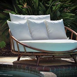 Zew Daybed Outdoor Indoor Large Accent Sofa Chair Lawn Pool Garden Seating with Cushion and Pillows Espresso Bamboo Round Sofabed v.2021