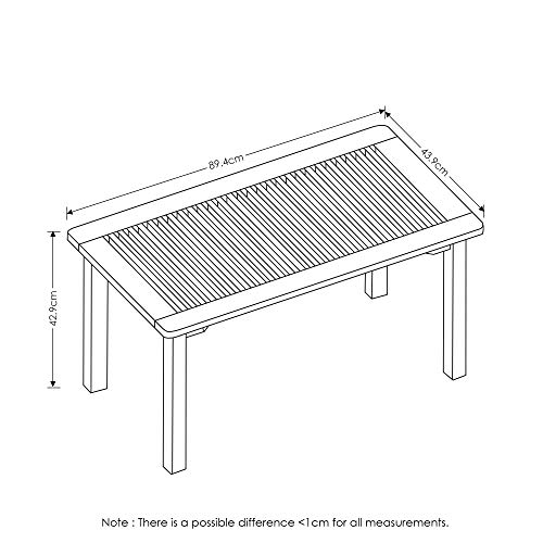 Furinno FG16504 Tioman Hardwood Patio Furniture Outdoor Coffee Table in Teak Oil, 1-Tier, Brown