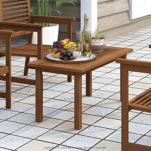 Furinno FG16504 Tioman Hardwood Patio Furniture Outdoor Coffee Table in Teak Oil, 1-Tier, Brown