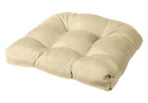 tufted chair cushion | rounded back corners | 21″ x 19″ x 4″ | cushion source | seat cushion | no ties | indoor/outdoor | multiple sunbrella fabric options available (sunbrella antique beige)