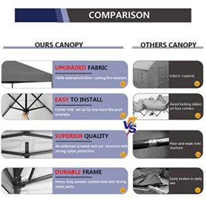 KUZNAP 12’x12’ Pop up Canopy Tent Patented EZ Set up Instant Outdoor Canopy with Wheeled Carry Bag Bonus 4 Weight Sandbags, 8 Stakes and 4 Ropes， Grey