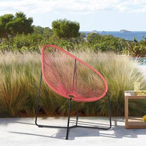 armen living lcacsibrk acapulco indoor outdoor steel papasan lounge chair with brick red rope