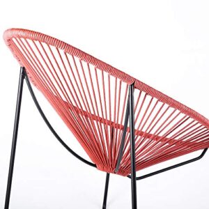 ARMEN LIVING LCACSIBRK Acapulco Indoor Outdoor Steel Papasan Lounge Chair with Brick Red Rope