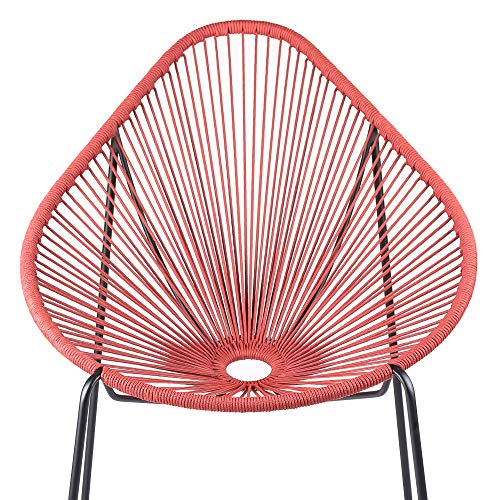 ARMEN LIVING LCACSIBRK Acapulco Indoor Outdoor Steel Papasan Lounge Chair with Brick Red Rope