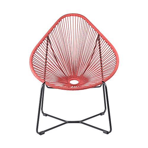 ARMEN LIVING LCACSIBRK Acapulco Indoor Outdoor Steel Papasan Lounge Chair with Brick Red Rope