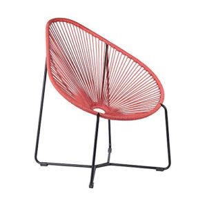 ARMEN LIVING LCACSIBRK Acapulco Indoor Outdoor Steel Papasan Lounge Chair with Brick Red Rope