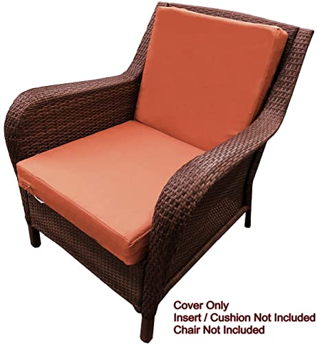 QQbed 4 Pack Outdoor Patio Chair Washable Cushion Pillow Seat Covers Extra Large 24"X22"X4" - Replacement Covers Only (24"X22"X4" 4 Pack, Rust)