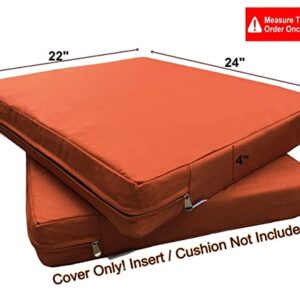 QQbed 4 Pack Outdoor Patio Chair Washable Cushion Pillow Seat Covers Extra Large 24"X22"X4" - Replacement Covers Only (24"X22"X4" 4 Pack, Rust)