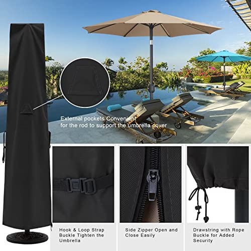 ABCCANOPY Patio Umbrella Cover for 6.5FT to 14FT Black