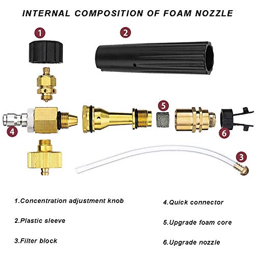 EzoLife Foam Cannon with 1/4 Inch Quick Connector, 1 Liter Bottle, Professional Grade,uick Release (Up to 3200 PSI)