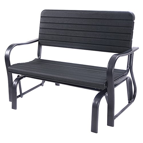 HAPPYGRILL Swing Glider Patio Chair Bench, Steel Porch Chair Loveseat Bench, Rocking Glider Bench