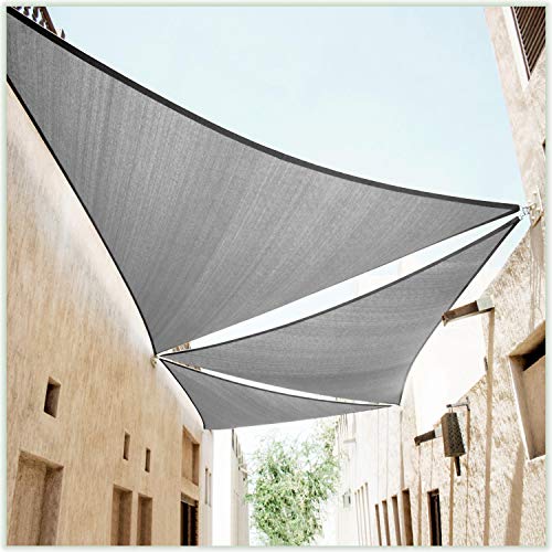 ColourTree 16' x 16' x 16' Grey Triangle CTAPT16 Sun Shade Sail Canopy Mesh Fabric UV Block - Commercial Heavy Duty - 190 GSM - 3 Years Warranty (We Make Custom Size)