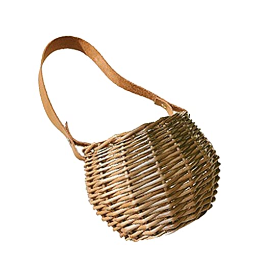 Homeriy Durable and Portable Rattan Basket Outdoor Hanging Basket for Girl Rattan Handwoven Basket with Handle for Candy Fruit Home Garden Decor Photography, 1993544/120006AM47USMNH