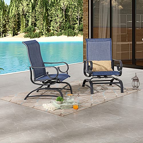 LOKATSE HOME Patio Rocking Bistro Chairs Outdoor Dining Seating Armchair Metal Furniture with Textilene Mesh, Set of 2, Blue