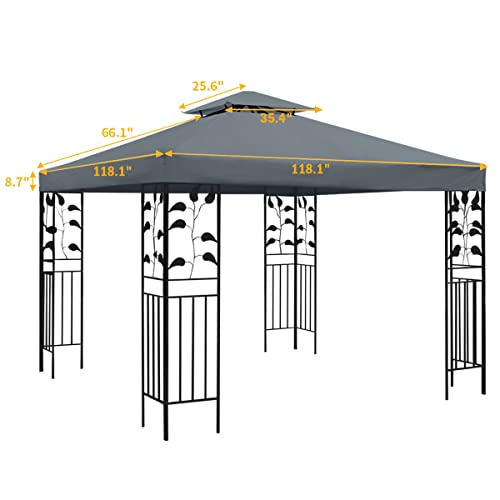 Gazebo Canopy Replacement 118"x118" Outdoor Canopy Shelter for Smaller 10x10ft Top Double Tiered Canopy Cover