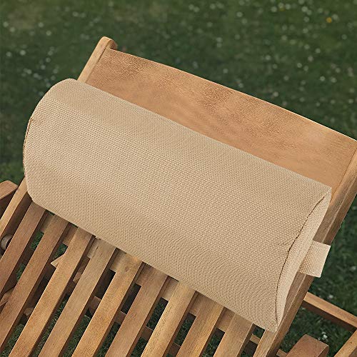 Lounge Chair Lounger Pillow, Soft Chaise Longue Pillow for Sunbathing Lounger Ergonomic Pillow Removable Lounger Headrest Cushion for Backyard, Picnics, Beach (Beige)