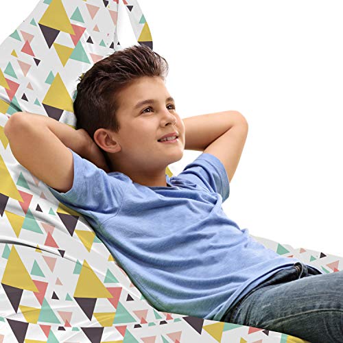 Ambesonne Triangle Lounger Chair Bag, Geometric Composition with Pastel Tones Mosaic Design Modern Art Illustration, High Capacity Storage with Handle Container, Lounger Size, Multicolor