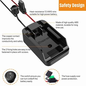 Power Wheel Adapter with Fuse&Switch,Secure Battery Adapter for Black+Decker 20V MAX Lithium Battery,with 12 Gauge Wire,Good Power Convertor for DIY Ride On Truck,Robotics,RC Toys and Work Lights
