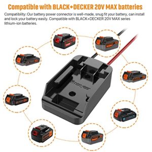 Power Wheel Adapter with Fuse&Switch,Secure Battery Adapter for Black+Decker 20V MAX Lithium Battery,with 12 Gauge Wire,Good Power Convertor for DIY Ride On Truck,Robotics,RC Toys and Work Lights