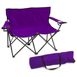 trademark innovations loveseat style double camp chair, 40″ l x 22″ w x 31.5″ h, purple