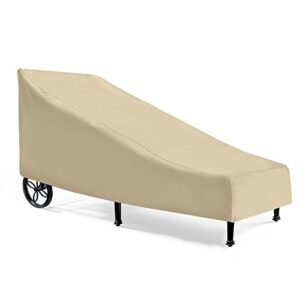SunPatio Outdoor Chaise Lounge Cover, Waterproof Patio Furniture Lounge Chair Cover with Sealed Seam, Heavy Duty Chaise Cover 76" L x 30" W x 26"/10" H, All Weather Protection, Beige