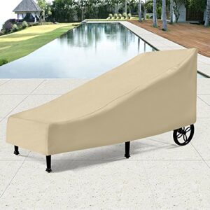 SunPatio Outdoor Chaise Lounge Cover, Waterproof Patio Furniture Lounge Chair Cover with Sealed Seam, Heavy Duty Chaise Cover 76" L x 30" W x 26"/10" H, All Weather Protection, Beige