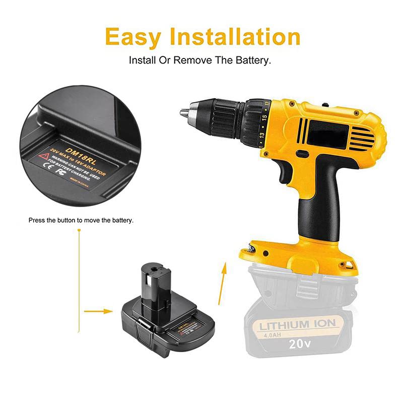 DM18RL Battery Adapter for Dewalt for Milwaukee 20V/18V Li-Ion Battery Convert to for Ryobi 18V P108 ABP1801 Battery