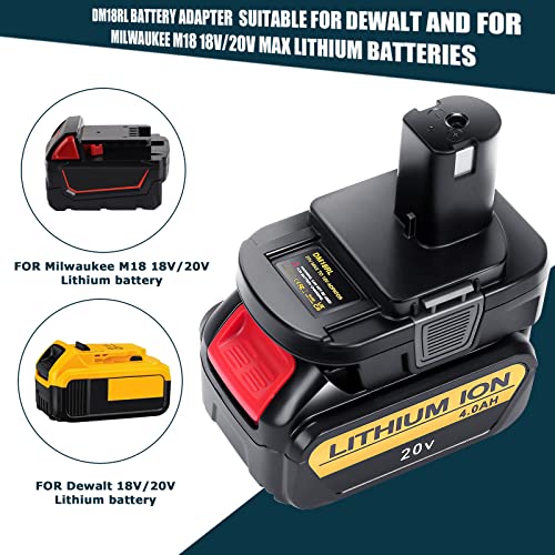 DM18RL Battery Adapter for Dewalt for Milwaukee 20V/18V Li-Ion Battery Convert to for Ryobi 18V P108 ABP1801 Battery