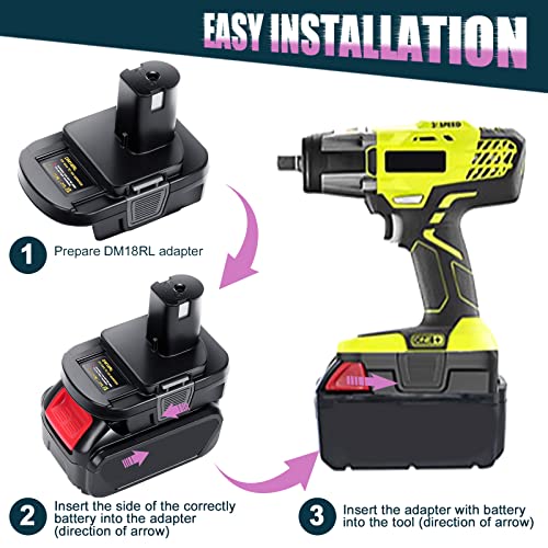 DM18RL Battery Adapter for Dewalt for Milwaukee 20V/18V Li-Ion Battery Convert to for Ryobi 18V P108 ABP1801 Battery