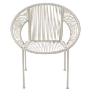 Deco 79 Plastic Rattan Outdoor Chair, 29" x 23" x 30", White