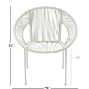 Deco 79 Plastic Rattan Outdoor Chair, 29" x 23" x 30", White