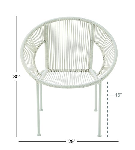 Deco 79 Plastic Rattan Outdoor Chair, 29" x 23" x 30", White