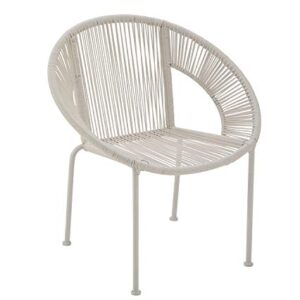 Deco 79 Plastic Rattan Outdoor Chair, 29" x 23" x 30", White