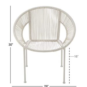 Deco 79 Plastic Rattan Outdoor Chair, 29" x 23" x 30", White