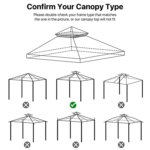 Flexzion 8'x8' Gazebo Top Canopy Replacement Cover (Ivory) - Dual Tier with Plain Edge Polyester UV30 Protection Water Resistant for Outdoor Garden Patio Lawn Sun Shade