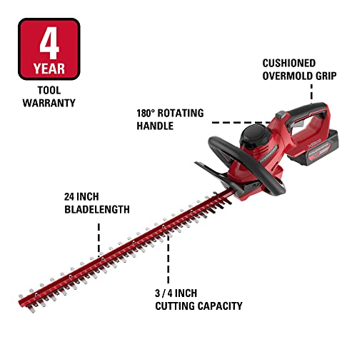 POWERWORKS XB 40V 24-Inch Cordless Hedge Trimmer, 2Ah Battery and Charger