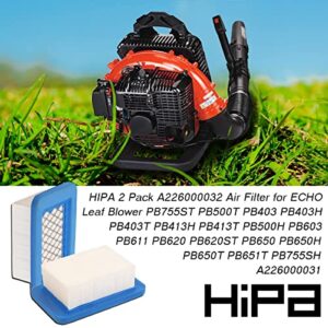 HIPA 2 Pack A226000032 Air Filter for ECHO Leaf Blower PB755ST PB500T PB403 PB403H PB403T PB413H PB413T PB500H PB603 PB611 PB620 PB620ST PB650 PB650H PB650T PB651T PB755SH A226000031