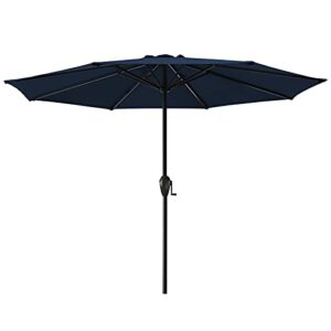 SERWALL 11 FT Patio Umbrella Outdoor Table Umbrella - Large Market Umbrella with 8 Sturdy Ribs, Crank for Garden, Lawn, Market, Pool, Deck, Backyard (Navy)