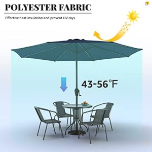 SERWALL 11 FT Patio Umbrella Outdoor Table Umbrella - Large Market Umbrella with 8 Sturdy Ribs, Crank for Garden, Lawn, Market, Pool, Deck, Backyard (Navy)