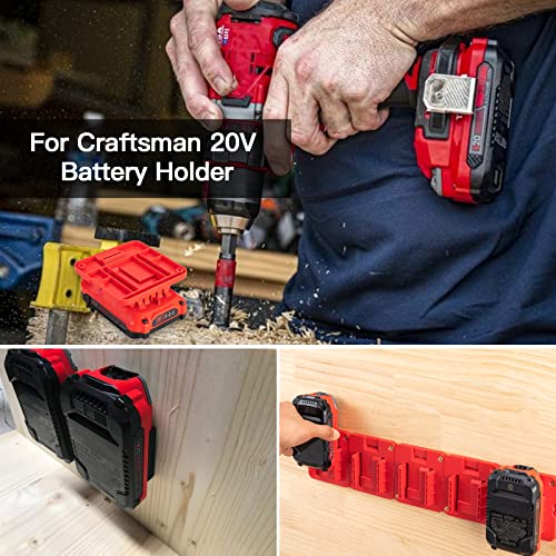 Battery Holder for Craftsman V20 20V Battery Wall Mount Battery Storage for Work Van, Shelf, Toolbox -5 Pack