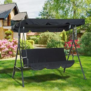 Swing Canopy Replacement, Anti Dust Protector Rainproof Swing Replacement Top Cover Outdoor Replacement Canopy with Swing Cushion Cover for Seat Furniture(Black)