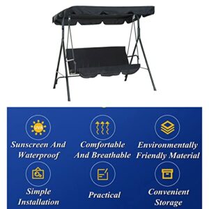 Swing Canopy Replacement, Anti Dust Protector Rainproof Swing Replacement Top Cover Outdoor Replacement Canopy with Swing Cushion Cover for Seat Furniture(Black)