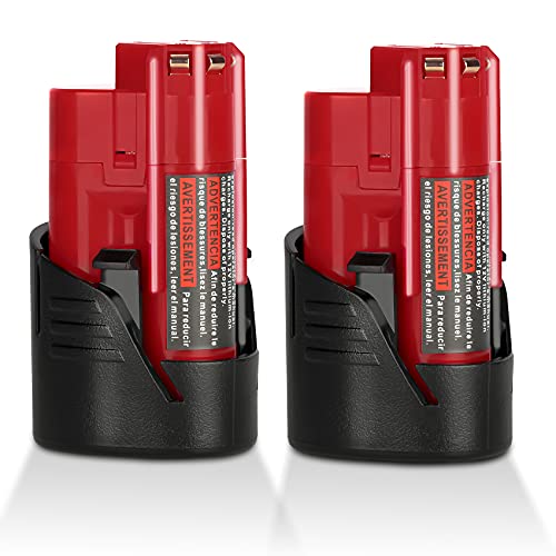 JYJZPB 2 Pack 3000mAh 12V Lithium Battery Replace for Milwaukee 12V Battery, Compatible for Milwaukee M12 Battery 12 Volt Cordless Tools 48-11-2401 48-11-2412 48-11-2411 48-11-2420 48-11-2440