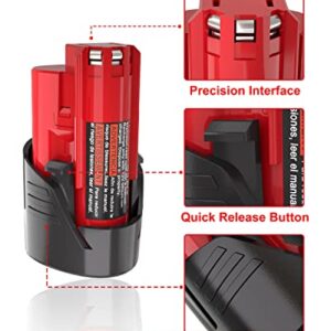 JYJZPB 2 Pack 3000mAh 12V Lithium Battery Replace for Milwaukee 12V Battery, Compatible for Milwaukee M12 Battery 12 Volt Cordless Tools 48-11-2401 48-11-2412 48-11-2411 48-11-2420 48-11-2440